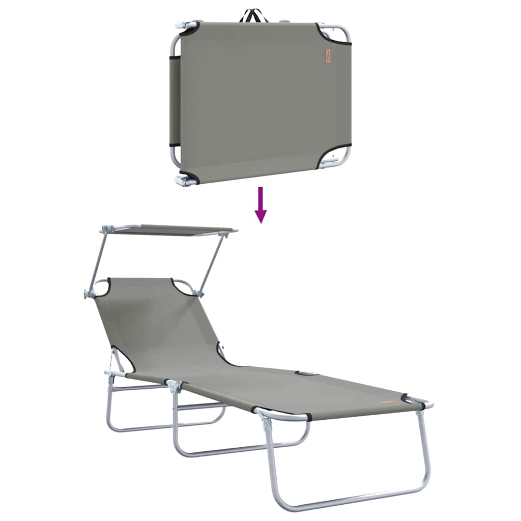 Ligstoel 2 st Polyester Grijs