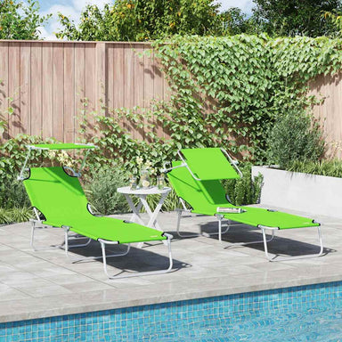 Ligstoel 2 st Polyester Groen