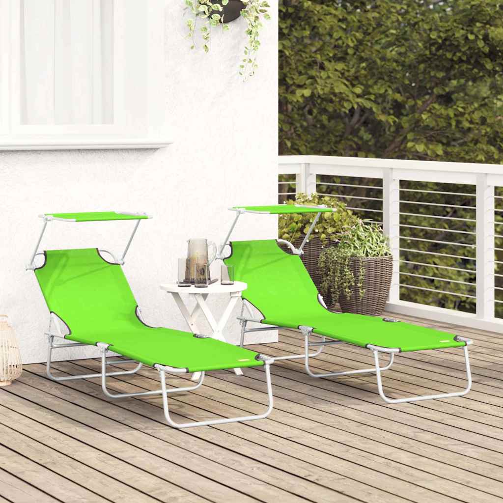 Ligstoel 2 st Polyester Groen