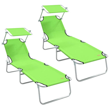 Ligstoel 2 st Polyester Groen