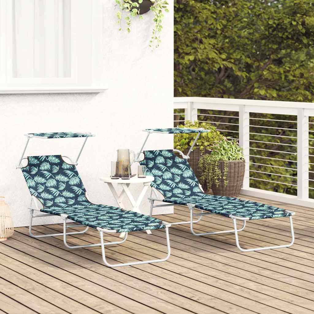 Ligstoel 2 st Polyester Groen