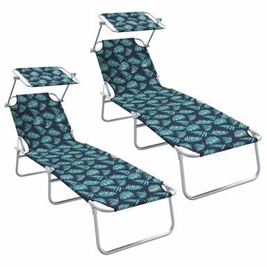 Ligstoel 2 st Polyester Groen