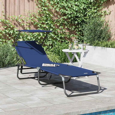 Opvouwbare zonnebed Blauw 190 x 57 x 81 cm oxford