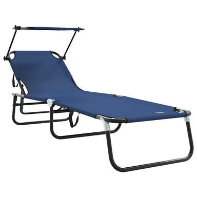 Opvouwbare zonnebed Blauw 190 x 57 x 81 cm oxford