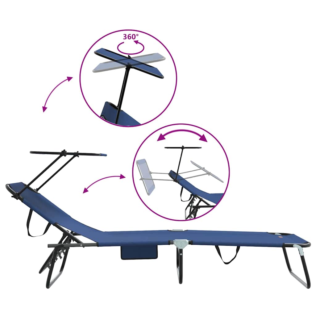 Opvouwbare zonnebed Blauw 190 x 57 x 81 cm oxford