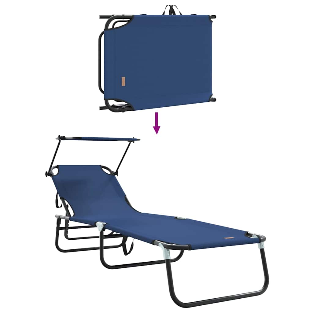 Opvouwbare zonnebed Blauw 190 x 57 x 81 cm oxford