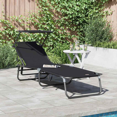 Opvouwbare zonnebed Zwart 190 x 57 x 81 cm oxford