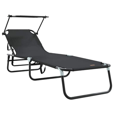 Opvouwbare zonnebed Zwart 190 x 57 x 81 cm oxford