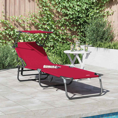 Opvouwbare zonnebed Rood 190 x 57 x 81 cm oxford