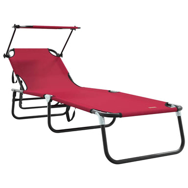 Opvouwbare zonnebed Rood 190 x 57 x 81 cm oxford