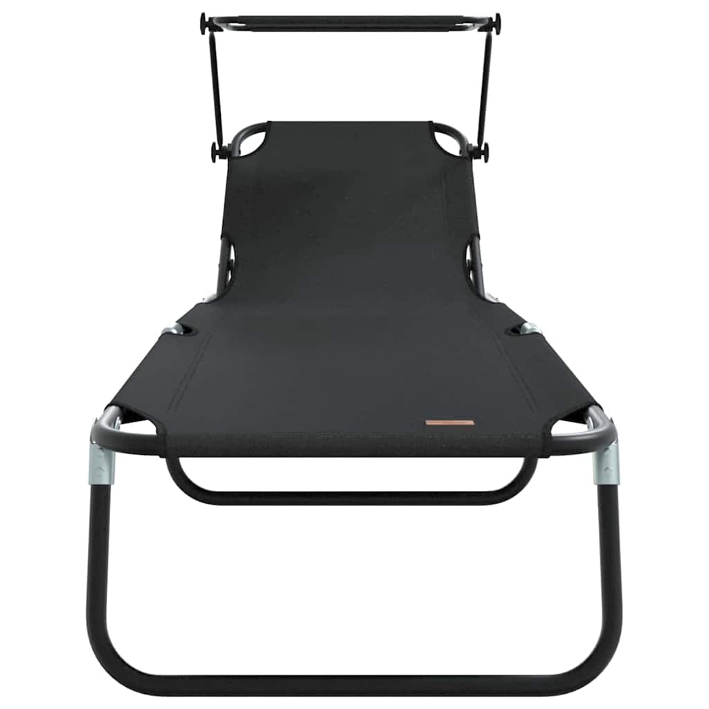 Opvouwbare zonnebed 2 st oxford Zwart