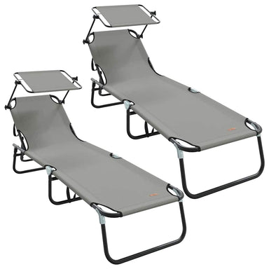 Opvouwbare zonnebed 2 st oxford Grijs