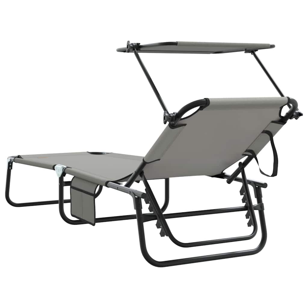 Opvouwbare zonnebed 2 st oxford Grijs