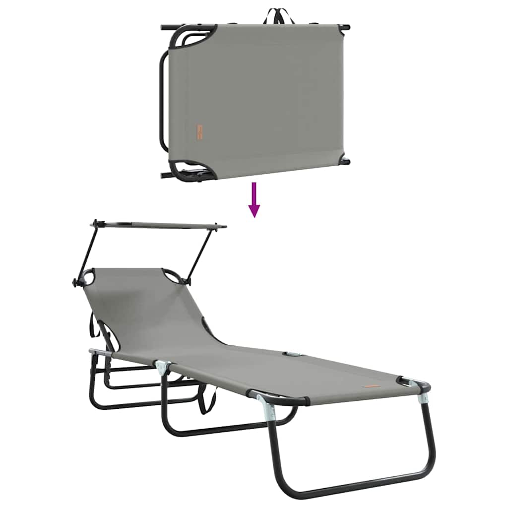 Opvouwbare zonnebed 2 st oxford Grijs