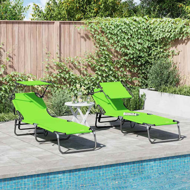 Opvouwbare zonnebed 2 st oxford Groen