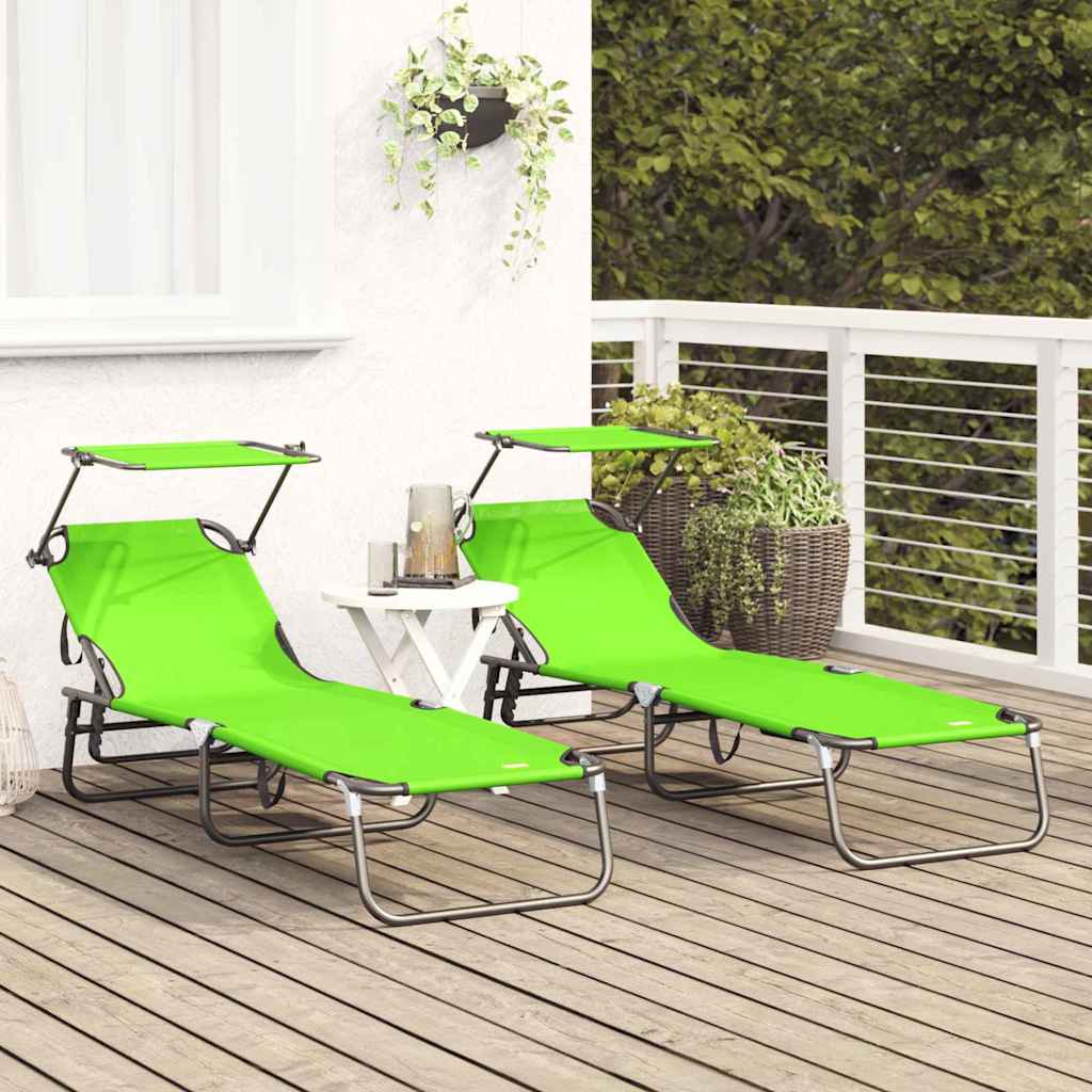 Opvouwbare zonnebed 2 st oxford Groen