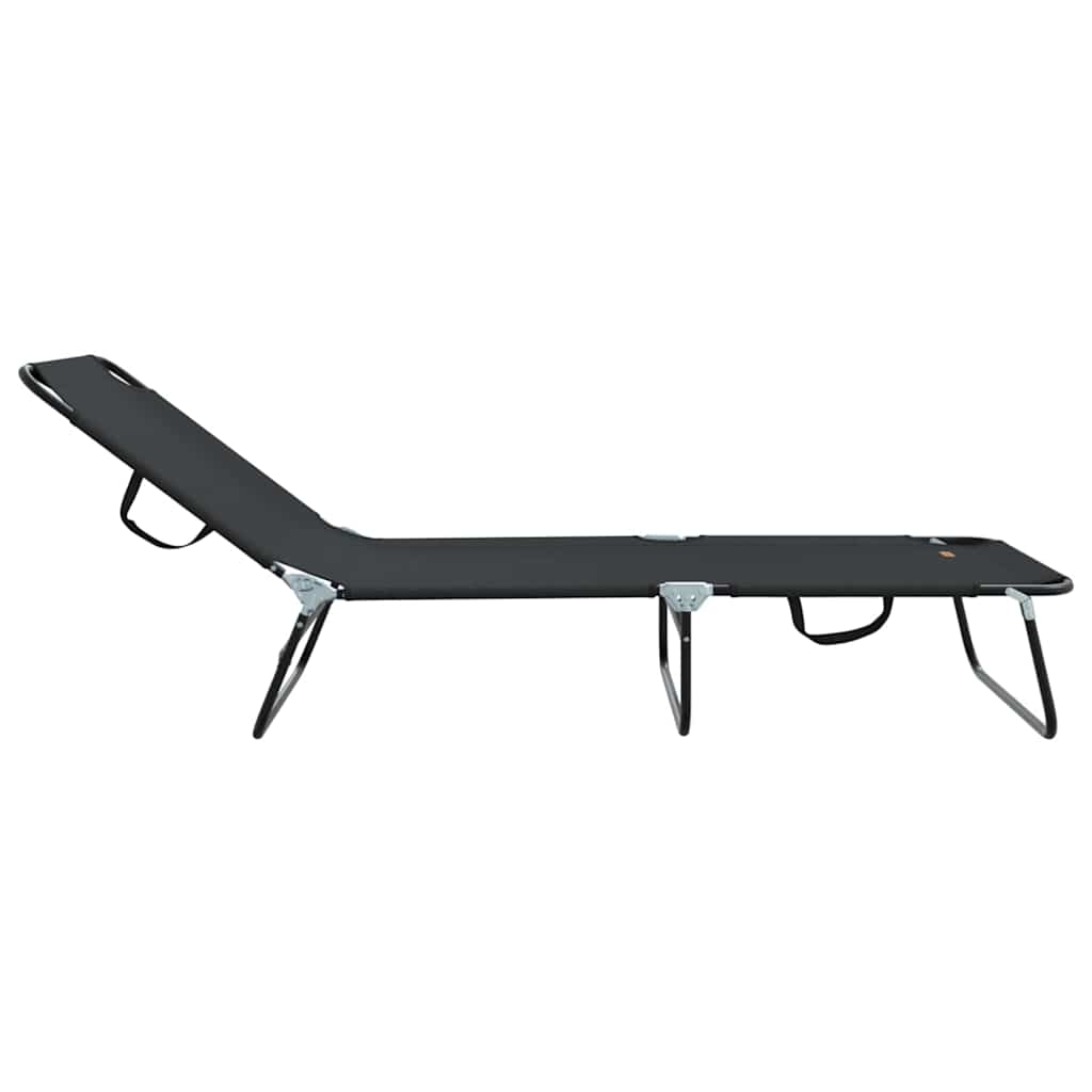 Opvouwbare zonnebed 2 st Polyester Zwart
