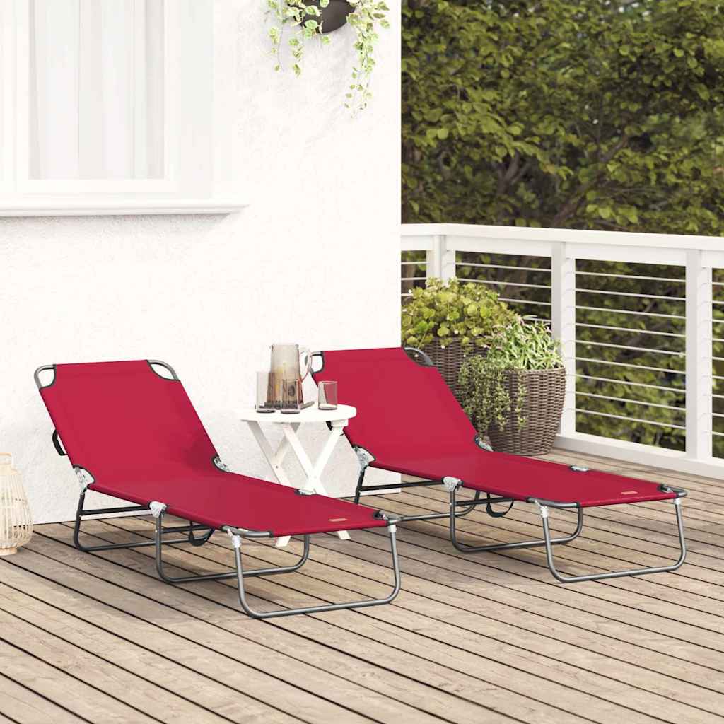 Opvouwbare zonnebed 2 st Polyester Rood