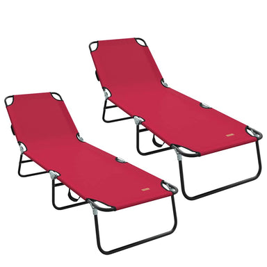 Opvouwbare zonnebed 2 st Polyester Rood
