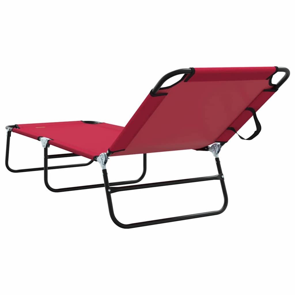 Opvouwbare zonnebed 2 st Polyester Rood