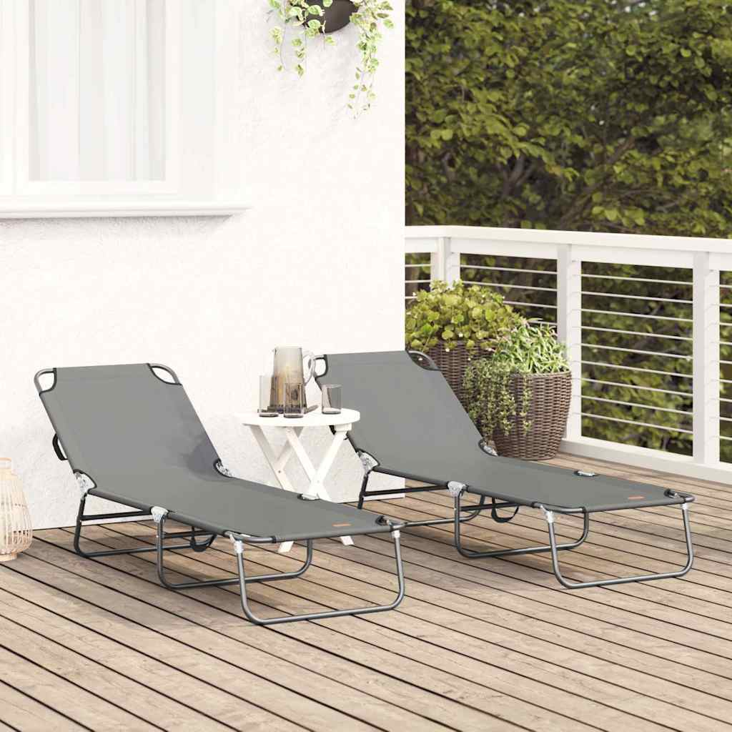 Opvouwbare zonnebed 2 st Polyester Grijs