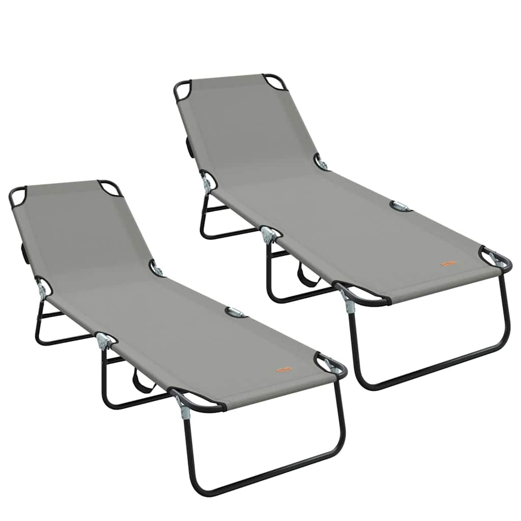 Opvouwbare zonnebed 2 st Polyester Grijs