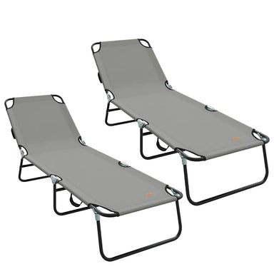 Opvouwbare zonnebed 2 st Polyester Grijs