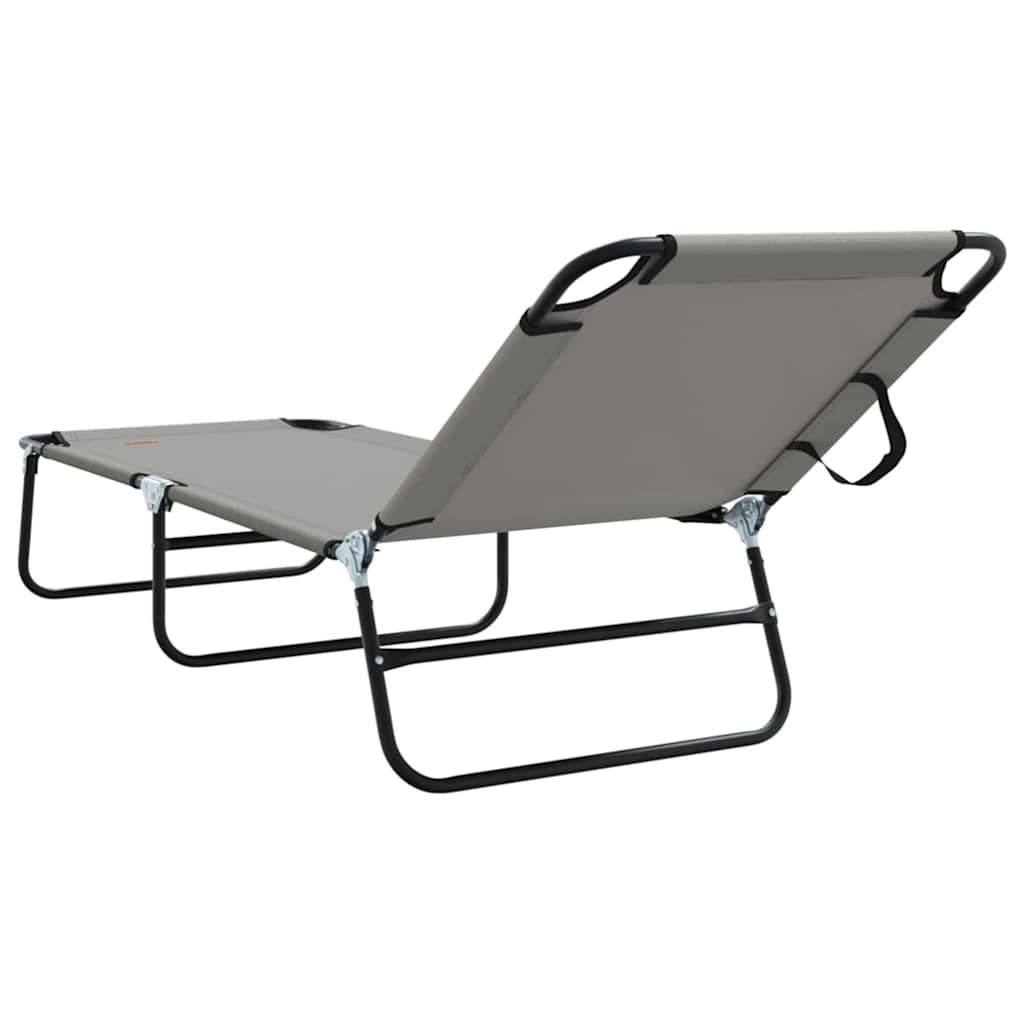 Opvouwbare zonnebed 2 st Polyester Grijs