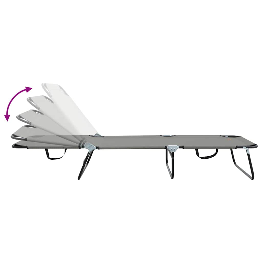 Opvouwbare zonnebed 2 st Polyester Grijs