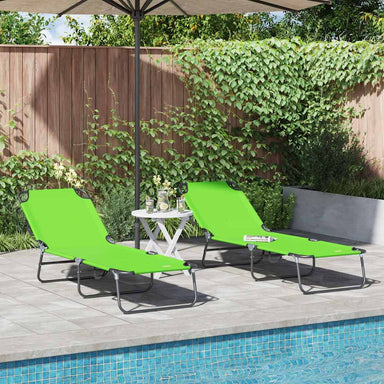 Opvouwbare zonnebed 2 st Polyester Groen