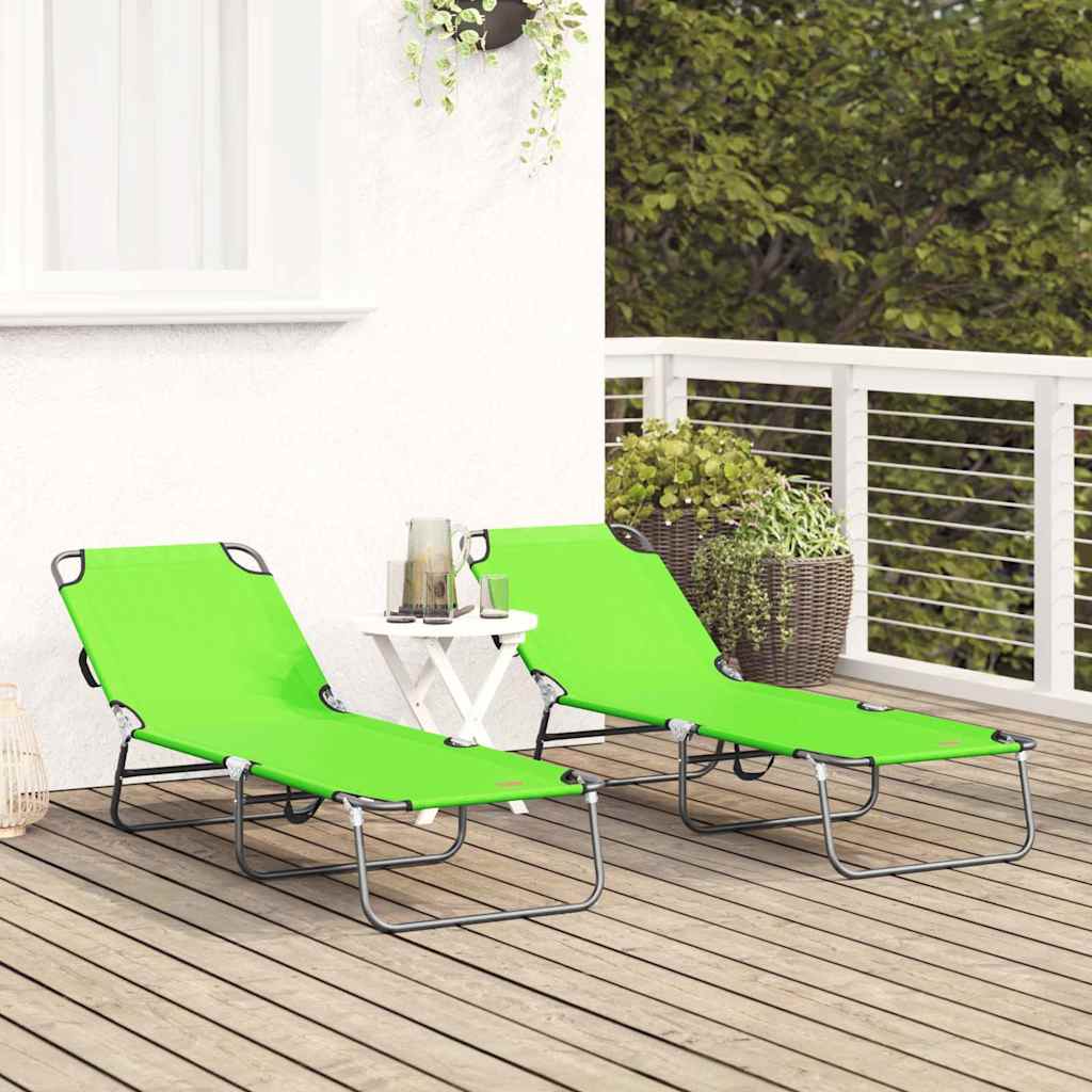 Opvouwbare zonnebed 2 st Polyester Groen