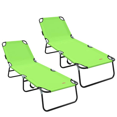 Opvouwbare zonnebed 2 st Polyester Groen