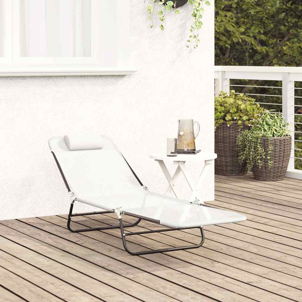 Opvouwbare zonnebed Crème 182 x 55 x 85,5 cm Textileen