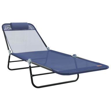 Opvouwbare zonnebed Marineblauw 182 x 55 x 85,5 cm Textileen