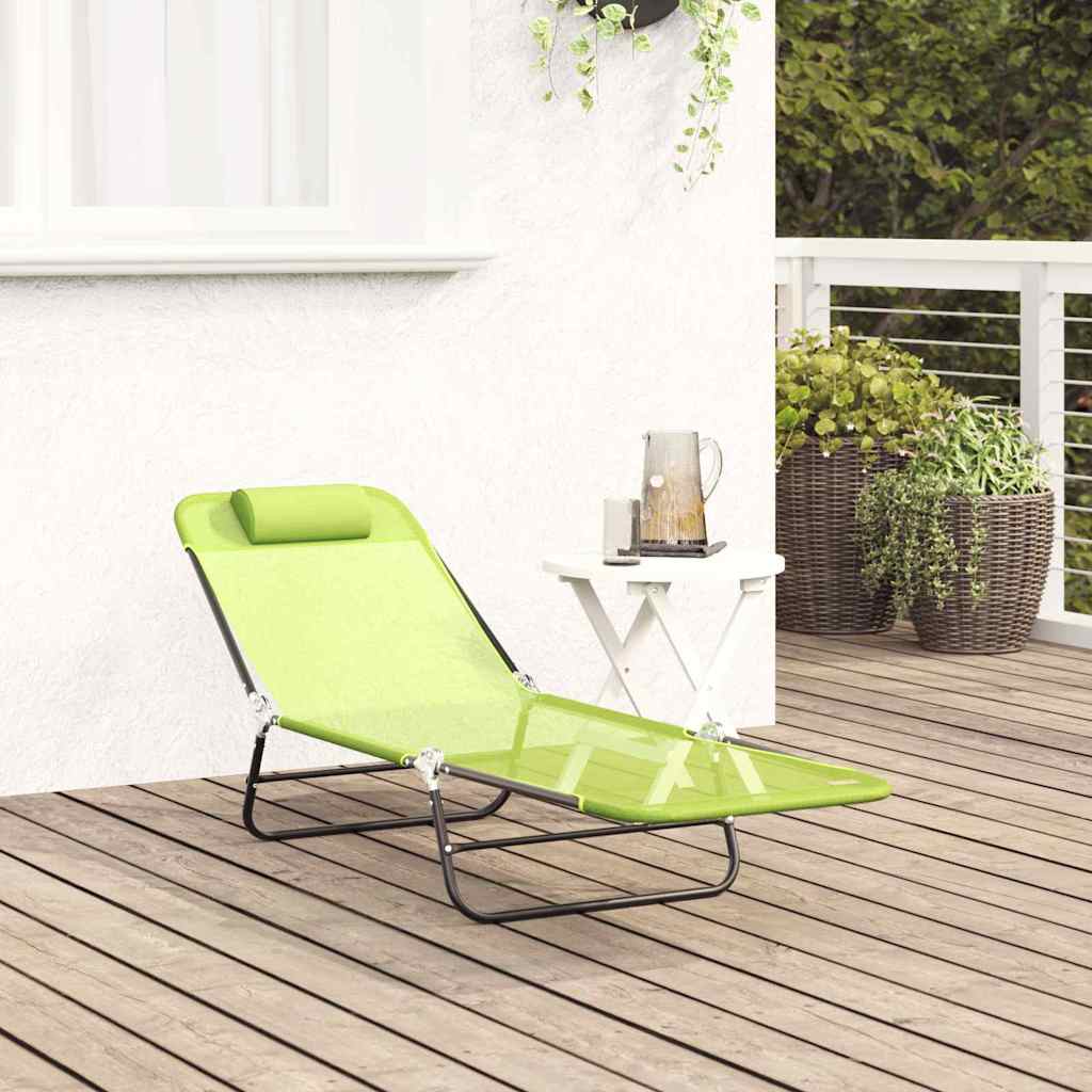 Opvouwbare zonnebed Groen 182 x 55 x 85,5 cm Textileen