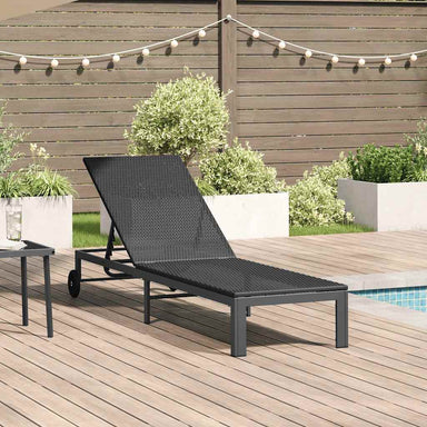 Ligstoel poly rattan Zwart