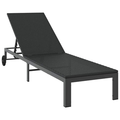 Ligstoel poly rattan Zwart