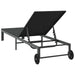 Ligstoel poly rattan Zwart