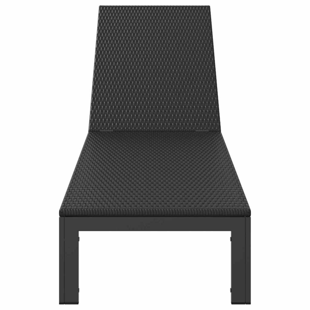 Ligstoel poly rattan Zwart