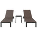 Ligstoel 3 st poly rattan Bruin