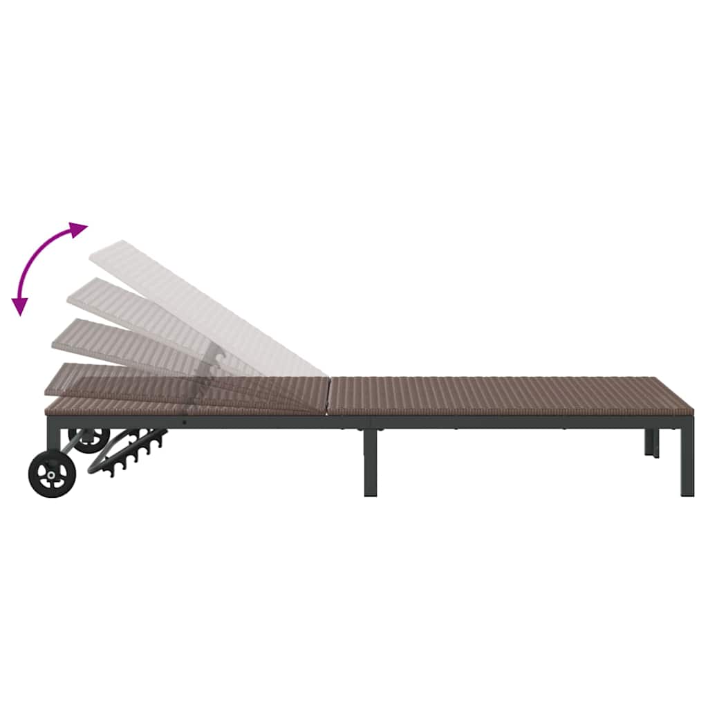 Ligstoel 3 st poly rattan Bruin