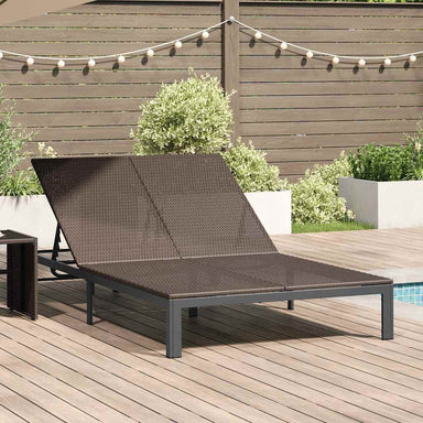 Ligstoel poly rattan Bruin