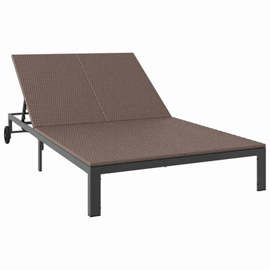 Ligstoel poly rattan Bruin