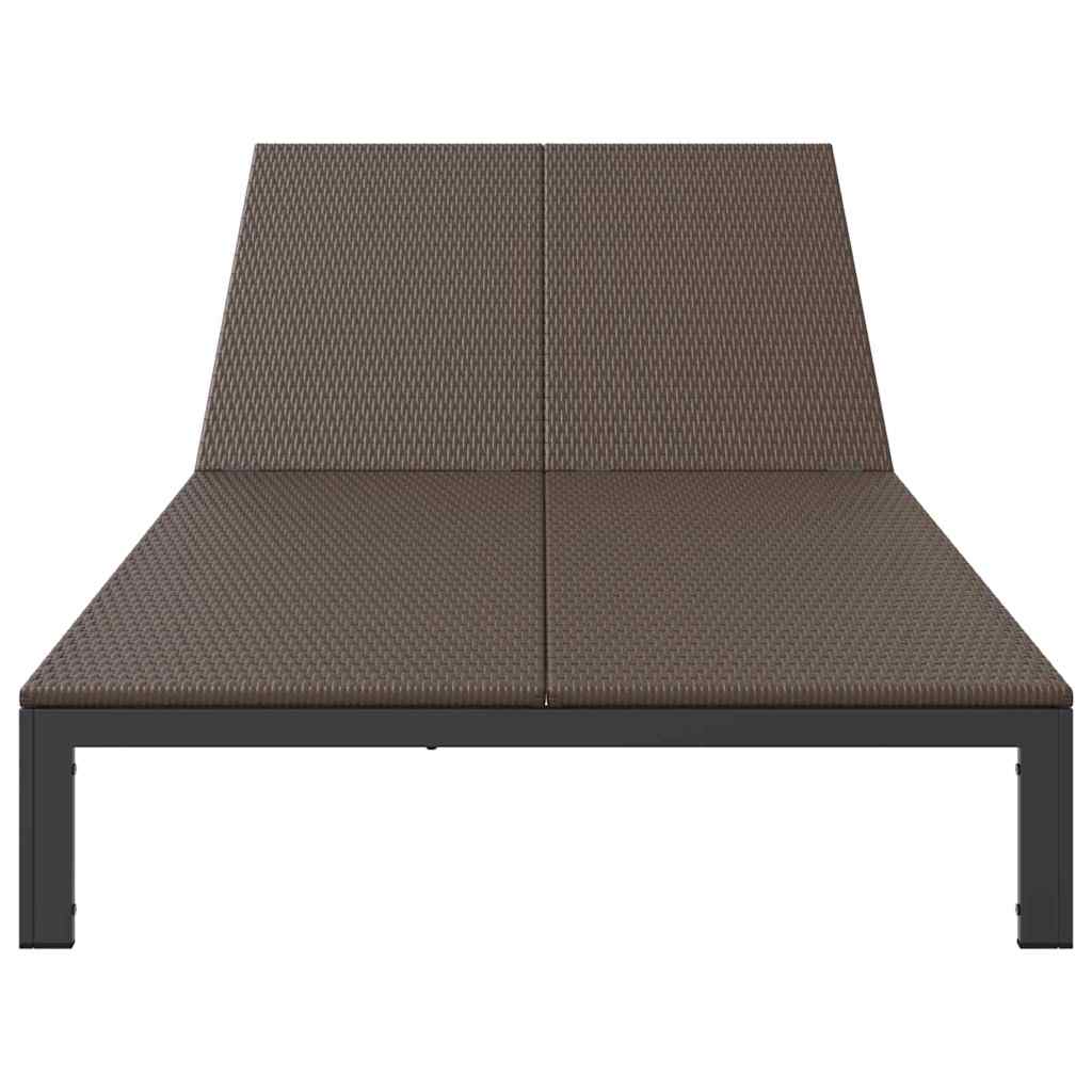 Ligstoel poly rattan Bruin