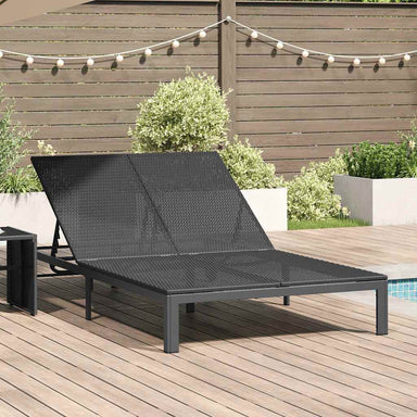 Ligstoel poly rattan Zwart