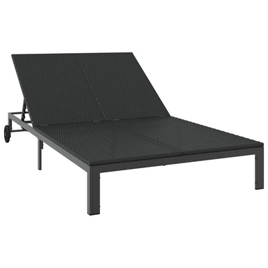 Ligstoel poly rattan Zwart