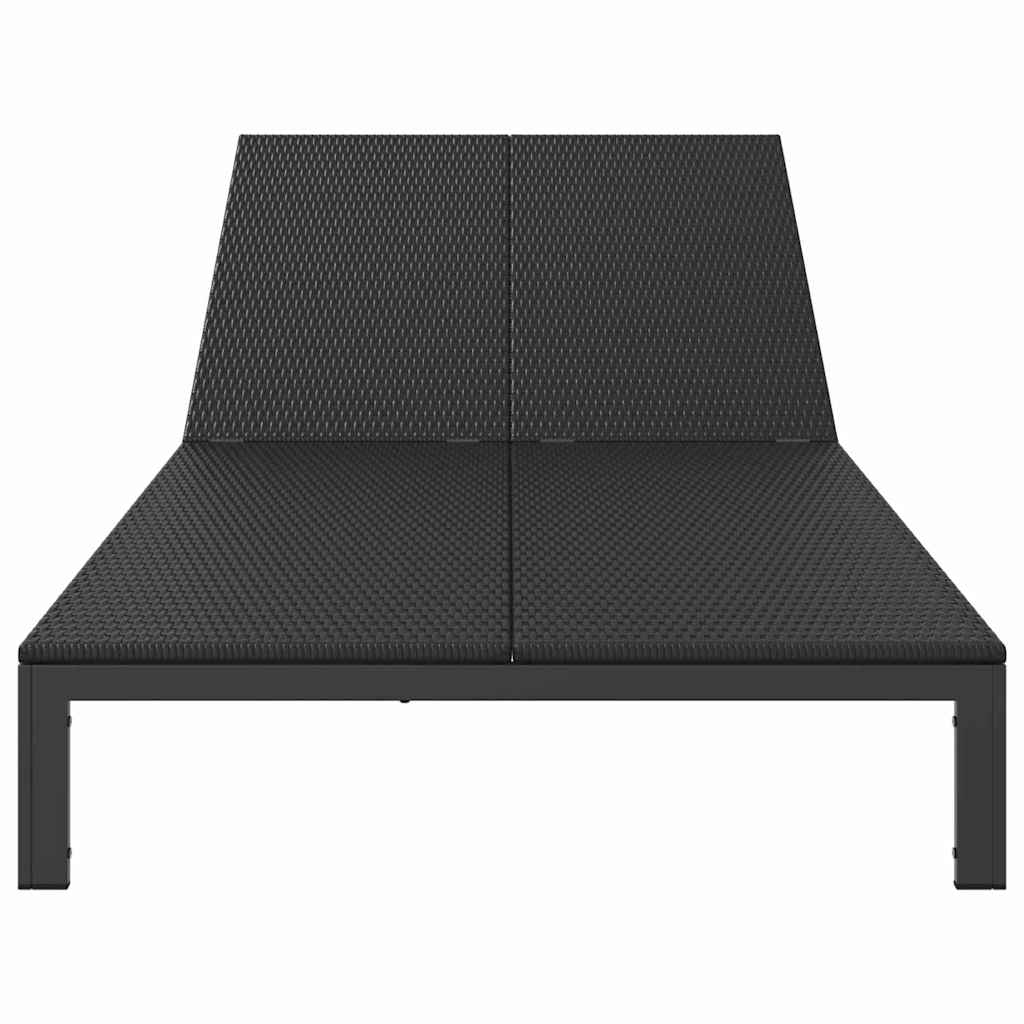 Ligstoel poly rattan Zwart