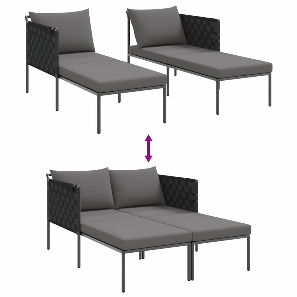 Ligstoel Antraciet 153 x 115 x 69.5 cm Gepoedercoat staal