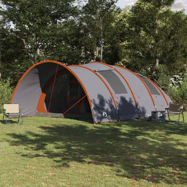 Tunnel Tent 8-Person met dak Grijs en Oranje 710 x 460 x 245 cm
