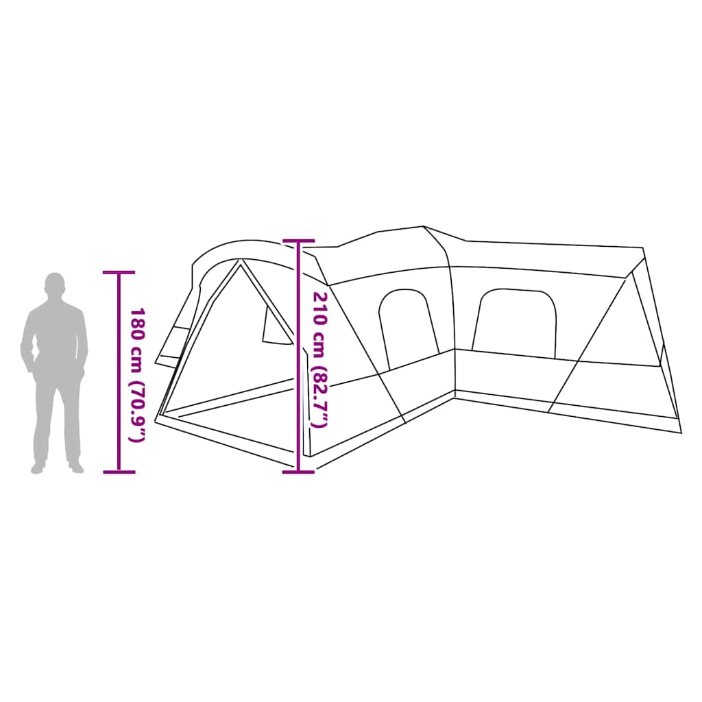 Tent voor 16 personen Grijs en Oranje 680 x 510 x 210 cm